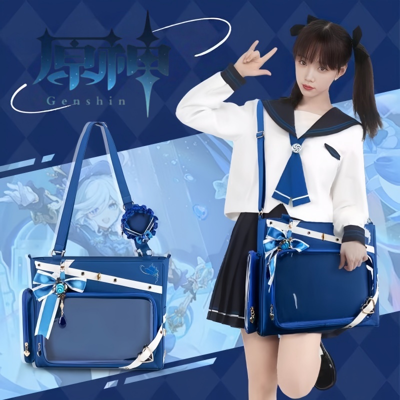 Anime Convention Merchandise - Genshin Impact Furina Student Shoulder Handbag