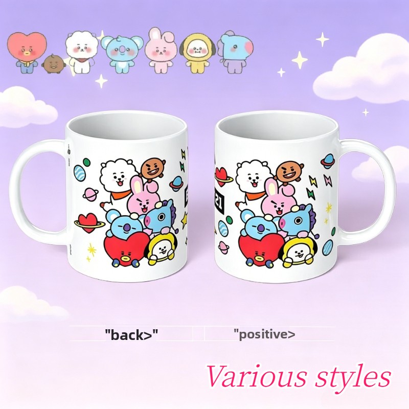 Anime Merchandise Women - BT21 cartoon cute ceramic mug kawaii